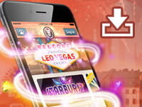 Smartphone downloading a LeoVegas app