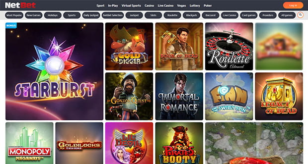 The Netbet casino homepage